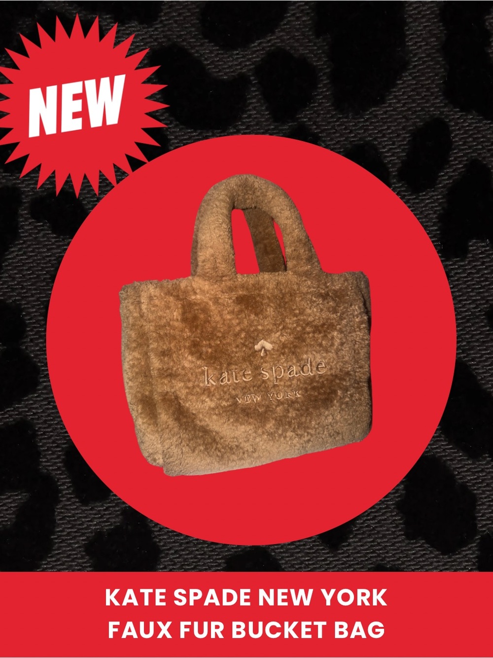 kate spade Brown Faux Fur Tote with Embossed Logo